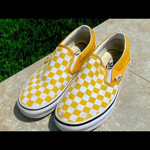 Checkered Yellow slip on Vans